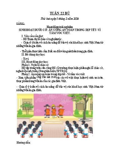 Kế hoạch bài dạy Toán + Tiếng Việt + Hoạt động trải nghiệm 2 - Tuần 22 - Năm học 2023-2024
