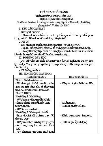 Kế hoạch bài dạy Toán + Tiếng Việt + Hoạt động trải nghiệm Khối 2 - Tuần 22 - Năm học 2023-2024