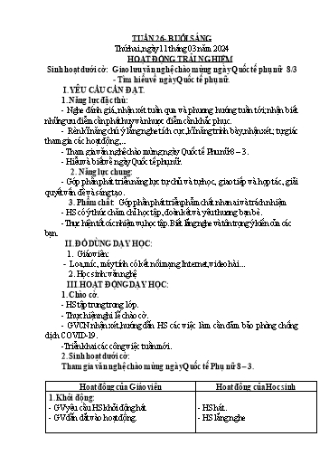 Kế hoạch bài dạy Toán + Tiếng Việt + Hoạt động trải nghiệm Khối 2 - Tuần 26 - Năm học 2023-2024