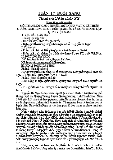 Kế hoạch bài dạy Toán + Tiếng Việt + Hoạt động trải nghiệm Lớp 2 - Tuần 17 - Năm học 2023-2024