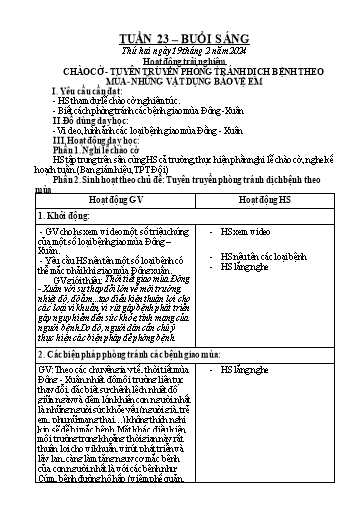 Kế hoạch bài dạy Toán + Tiếng Việt + Hoạt động trải nghiệm Lớp 2 - Tuần 23 - Năm học 2023-2024