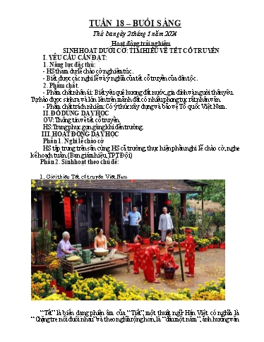 Kế hoạch bài dạy Toán + Tiếng Việt + Hoạt động trải nghiệm Lớp 2 - Tuần 18 - Năm học 2023-2024