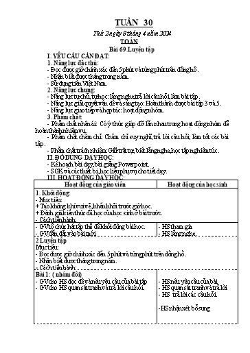 Kế hoạch bài dạy Toán + Tiếng Việt + Hoạt động trải nghiệm Lớp 3 - Tuần 30 - Năm học 2023-2024