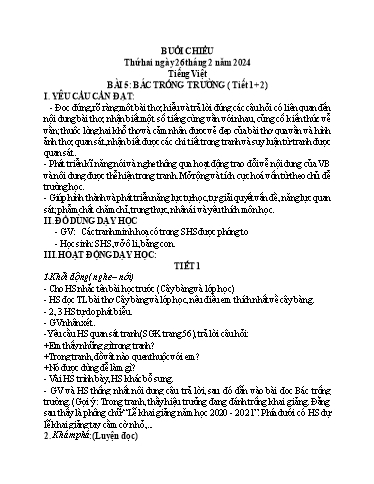 Kế hoạch bài dạy Toán + Tiếng Việt Khối 1 - Tuần 25 - Năm học 2023-2024