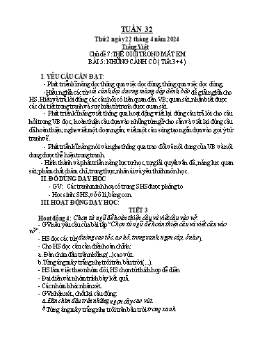 Kế hoạch bài dạy Toán + Tiếng Việt Lớp 1 - Tuần 32 - Năm học 2023-2024