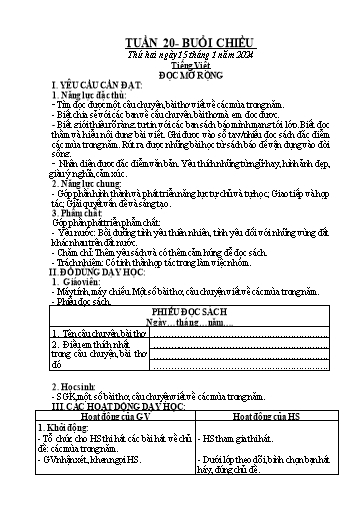 Kế hoạch bài dạy Toán + Tiếng Việt Lớp 2 - Tuần 20 - Năm học 2023-2024