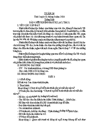 Kế hoạch bài dạy Toán + Tiếng Việt + Tự nhiên xã hội Lớp 1 - Tuần 26 - Năm học 2023-2024