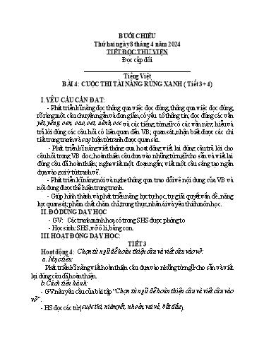 Kế hoạch bài dạy Toán + Tiếng Việt + Tự nhiên xã hội Lớp 1 - Tuần 30 - Năm học 2023-2024
