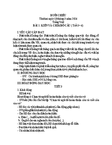 Kế hoạch bài dạy Toán + Tiếng Việt + Tự nhiên xã hội Lớp 1 - Tuần 27 - Năm học 2023-2024