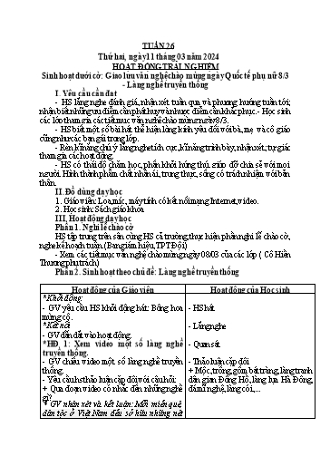 KHBD các môn Khối 3 - Tuần 26 - Năm học 2023-2024