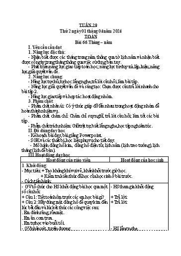 KHBD các môn Khối 3 - Tuần 29 - Năm học 2023-2024