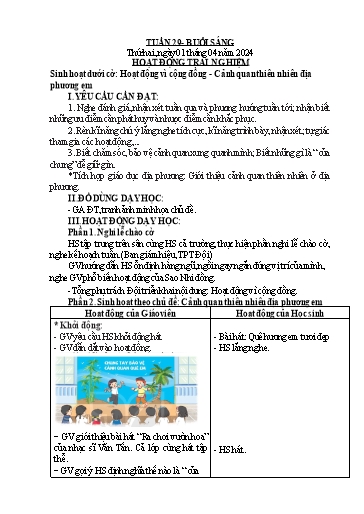 KHBD các môn Lớp 2 - Tuần 29 - Năm học 2023-2024
