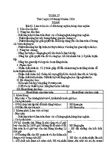 KHBD các môn Lớp 3 - Tuần 27 - Năm học 2023-2024
