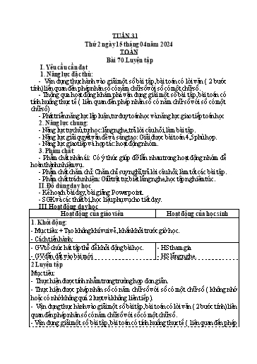 KHBD các môn Lớp 3 - Tuần 31 - Năm học 2023-2024