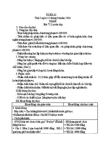 KHBD các môn Lớp 3 - Tuần 32 - Năm học 2023-2024