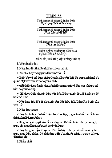 KHBD các môn Lớp 3 - Tuần 33 - Năm học 2023-2024