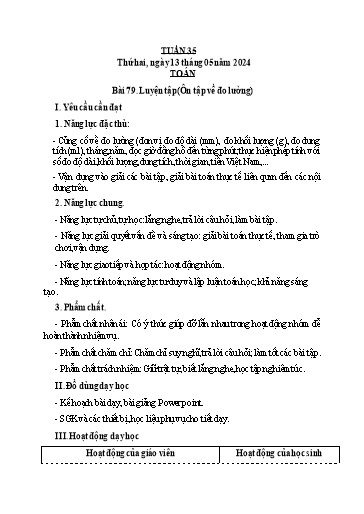 KHBD các môn Lớp 3 - Tuần 35 - Năm học 2023-2024