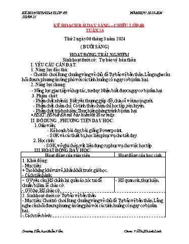 KHBD các môn Lớp 4 - Tuần 25 - Năm học 2023-2024