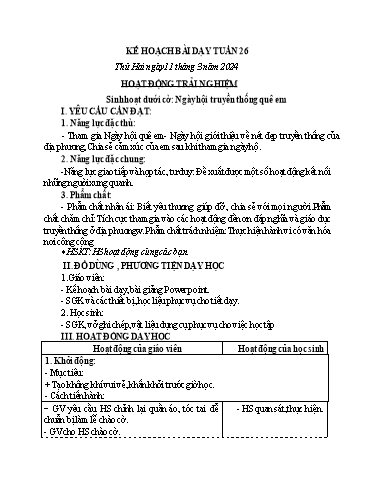 KHBD các môn Lớp 4 - Tuần 26 - Năm học 2023-2024
