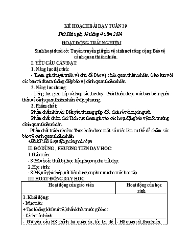 KHBD các môn Lớp 4 - Tuần 30 - Năm học 2023-2024