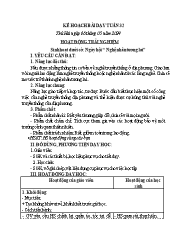 KHBD các môn Lớp 4 - Tuần 32 - Năm học 2023-2024