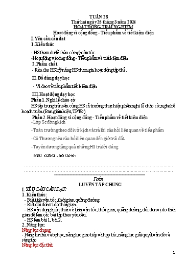 KHBD các môn Lớp 5 - Tuần 28 - Năm học 2023-2024