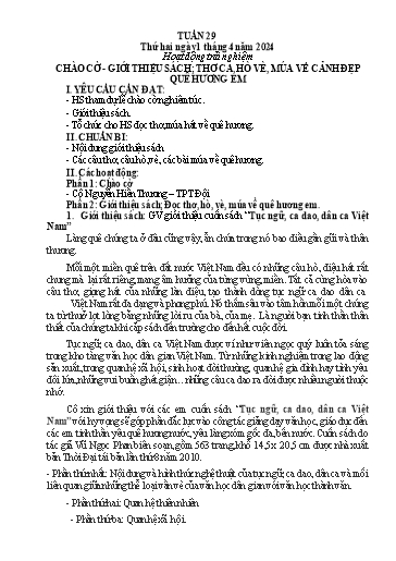 KHBD các môn Lớp 5 - Tuần 29 - Năm học 2023-2024