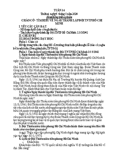 KHBD các môn Lớp 5 - Tuần 34 - Năm học 2023-2024