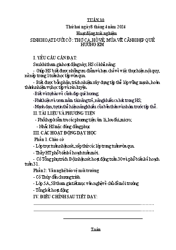 KHBD Khối 1 - Tuần 30 - Năm học 2023-2024