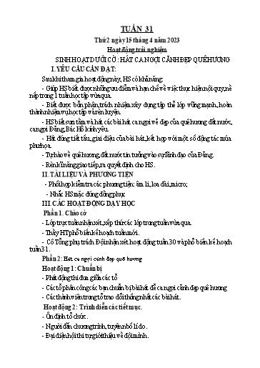 KHBD Khối 1 - Tuần 31 - Năm học 2023-2024