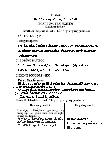KHBD Khối 3 - Tuần 33 - Năm học 2023-2024