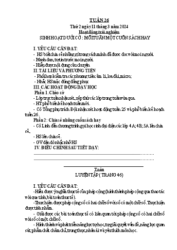 KHBD Lớp 1 - Tuần 26 - Năm học 2023-2024
