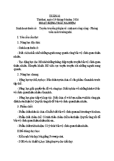 KHBD Lớp 3 - Tuần 31 - Năm học 2023-2024