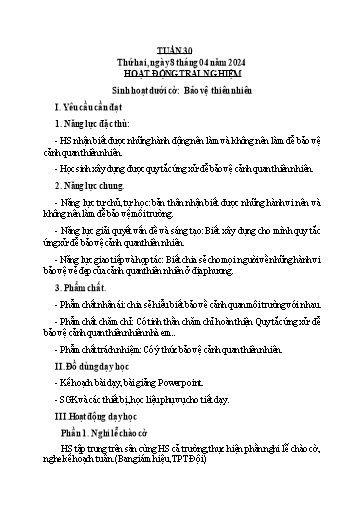 KHBD Toán + Tiếng Việt + Hoạt động trải nghiệm Lớp 3 - Tuần 30 - Năm học 2023-2024