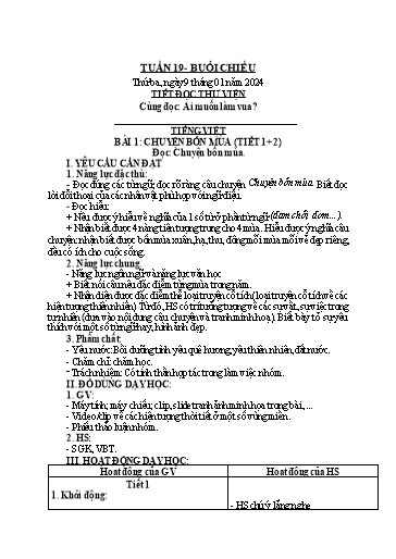 KHBD Toán + Tiếng Việt Lớp 2 - Tuần 19 - Năm học 2023-2024