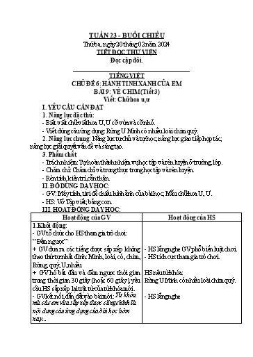 KHBD Toán + Tiếng Việt Lớp 2 - Tuần 23 - Năm học 2023-2024
