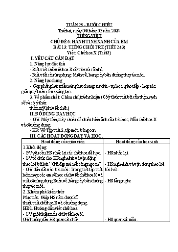 KHBD Toán + Tiếng Việt + Tự nhiên xã hội Lớp 2 - Tuần 25 - Năm học 2023-2024